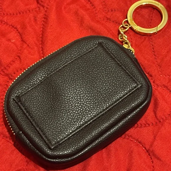 Victoria Secret Black Quilted Pouch with Gold Keychain - Picture 3 of 4